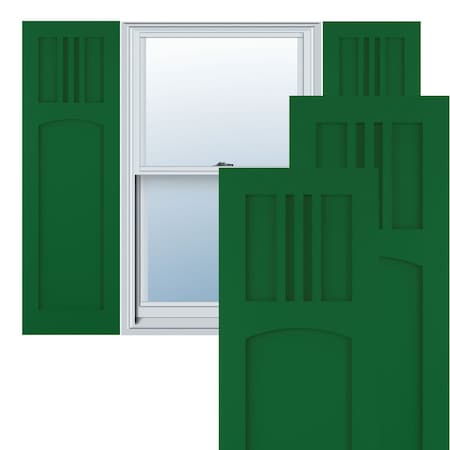 True Fit PVC San Miguel Mission Style Fixed Mount Shutters, Viridian Green, 18W X 76H